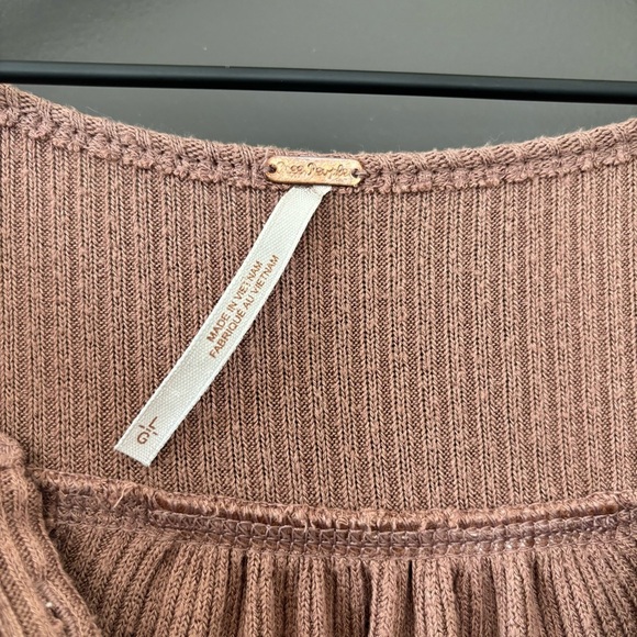 Free People Heartbreaker Thermal Oversized Babydoll Henley Buttoned Top Size L - Picture 5 of 8